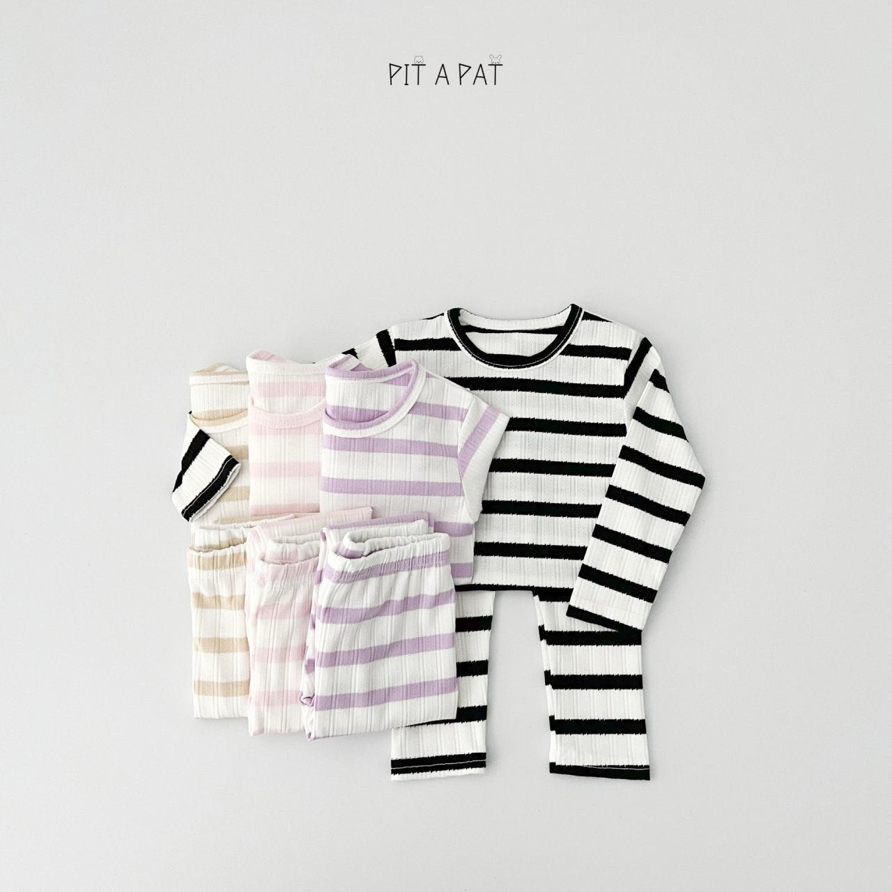 Soft Stripe Home Wear Set [Light Beige/S(2-3yr)]