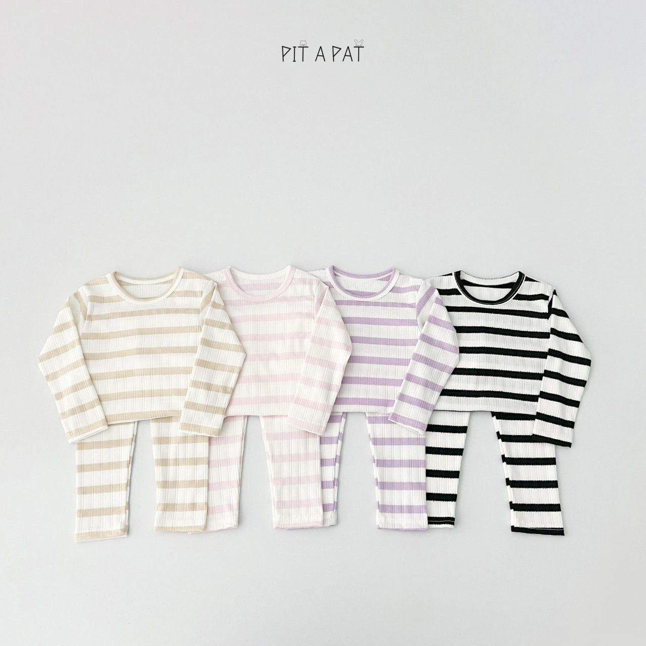 Soft Stripe Home Wear Set [Light Beige/S(2-3yr)]