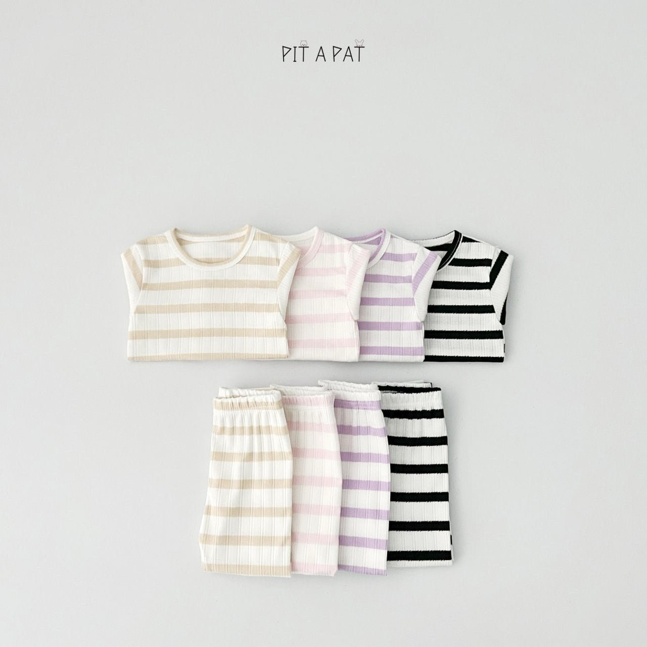 Soft Stripe Home Wear Set [Light Beige/S(2-3yr)]