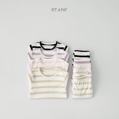 Soft Stripe Home Wear Set [Light Beige/S(2-3yr)]