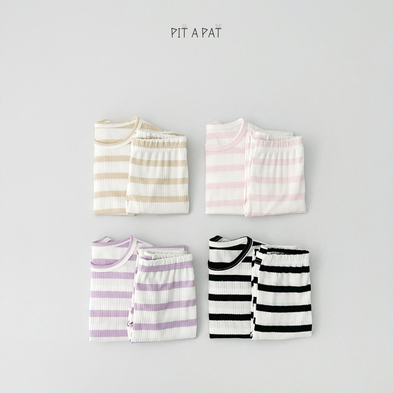 Soft Stripe Home Wear Set [Light Beige/S(2-3yr)]