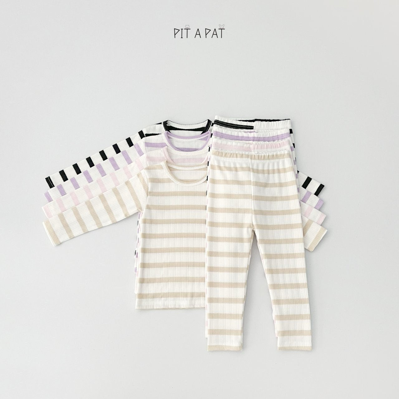 Soft Stripe Home Wear Set [Light Beige/S(2-3yr)]