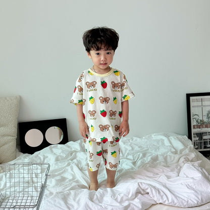 [Cream] Cotton Mesh Home Wear Set